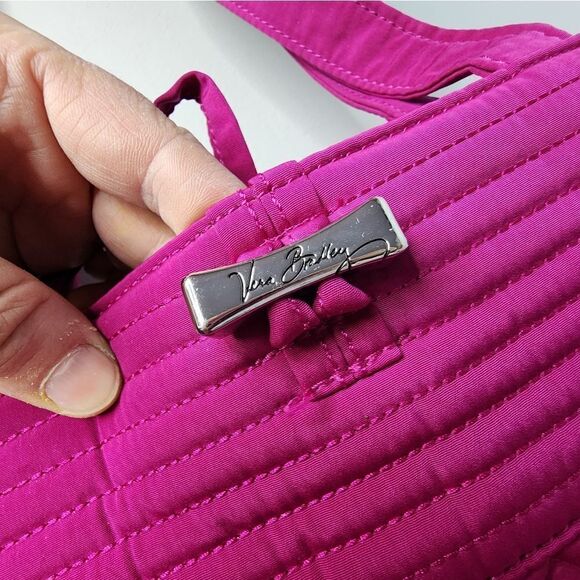 Vera Bradley Women’s Quilted Tote With Matching Coin Wallet Magenta - Picture 4 of 9